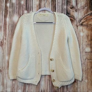 ZARA KNIT white chunky knit sweater cardigan M